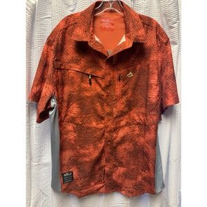 Loco Kaile Mens Orange Snakeprint Anglers Button Up Shirt Size Large Lightweight